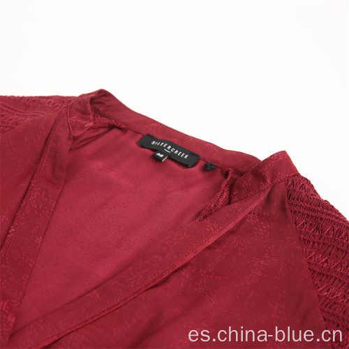 Damas blusa de cobre jacquard de alta calidad